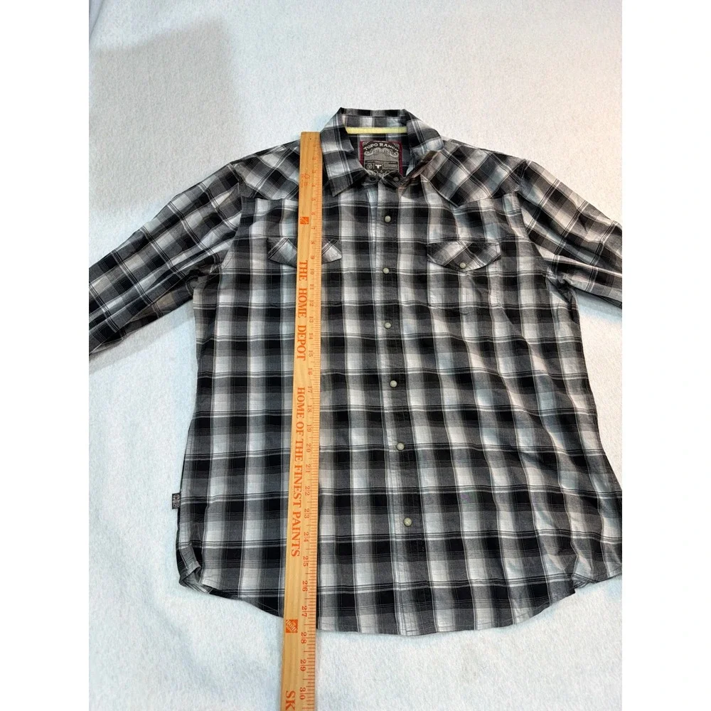 Topo Ranch Pearl Snap‎ Plaid Western Long Sleeve Rockabilly Shirt Size Medium